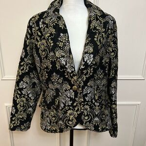 Boston Proper Vintage Elegant Black and Gold Women's Jacket -16W